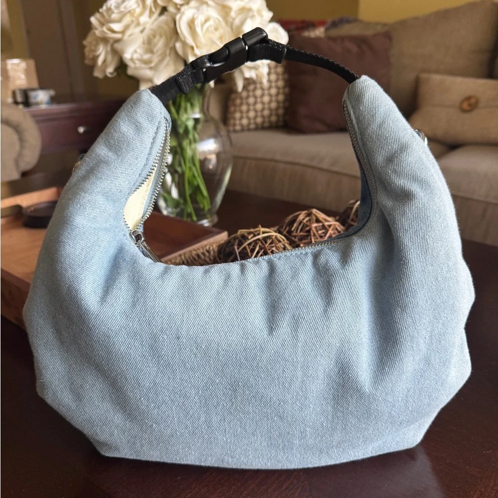 Nunoo Casual Denim Hobo Bag with Chain Strap - Blue